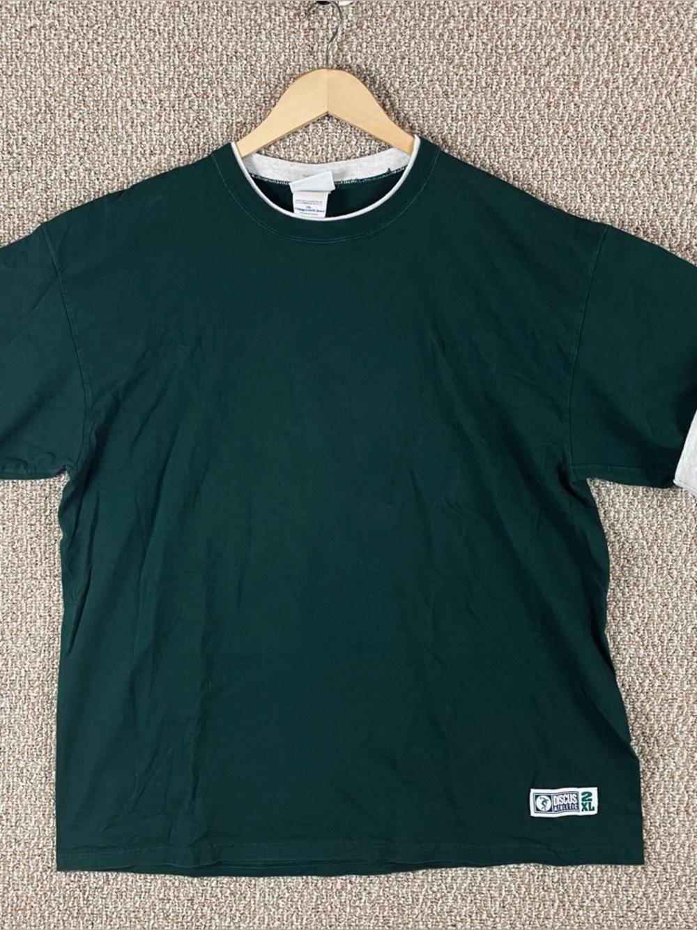 Vintage Discus Athletic Ringer Shirt Mens 2XL Short Sleeve Tee USA Made 90s T654
